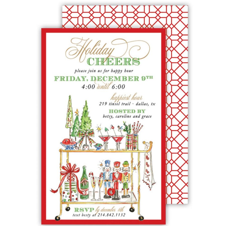 Seasonal Rosanne Beck | Holiday Bar Cart Large Flat Invitation