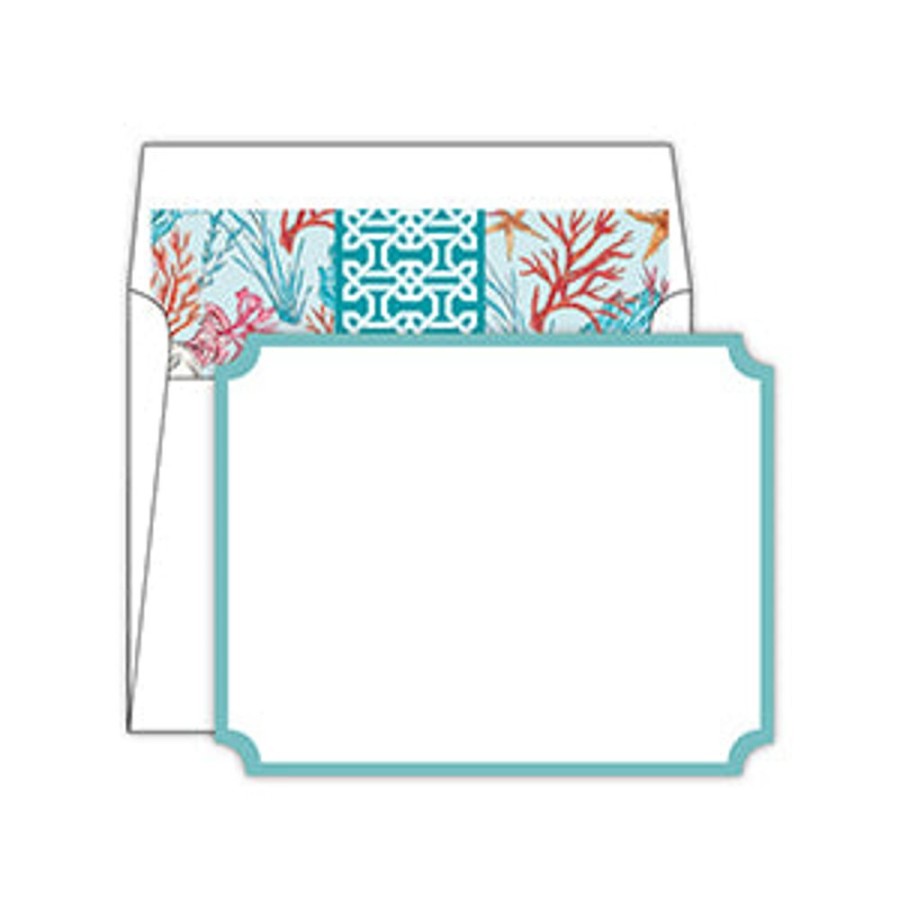 Notes & Pads Rosanne Beck | Teal With Sea Shell Liner Social Set