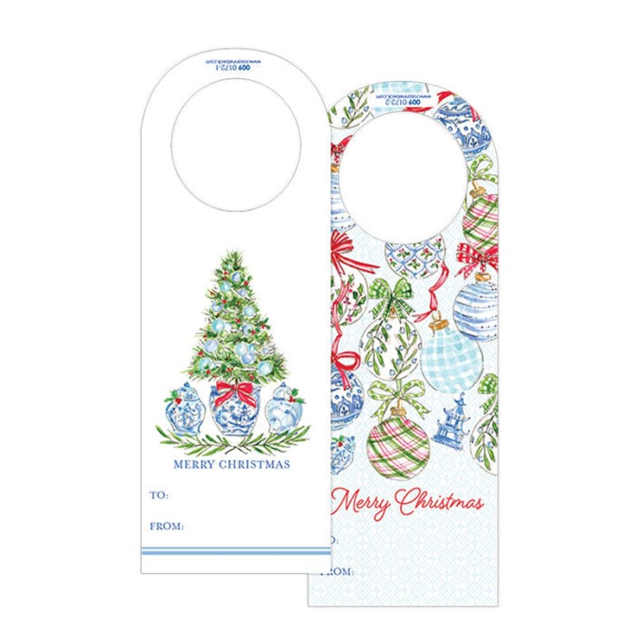 Home & Entertaining Rosanne Beck | Blue Holiday Tree With Ginger Jars Wine Tag