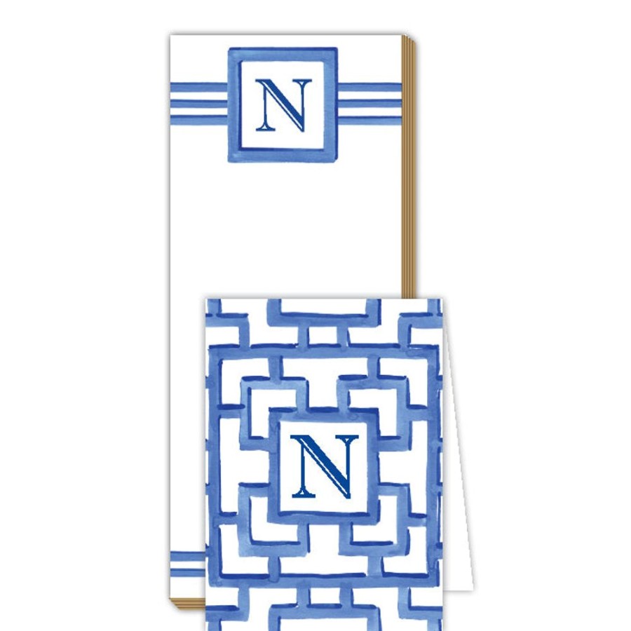 Monograms Rosanne Beck | Lattice Monogram N Notepad Note Set