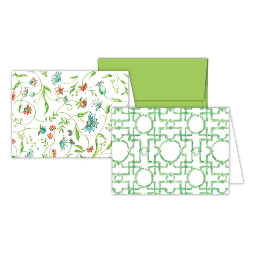 Notes & Pads Rosanne Beck | Asian Trellis - Seafoam Floral Stationery Notes