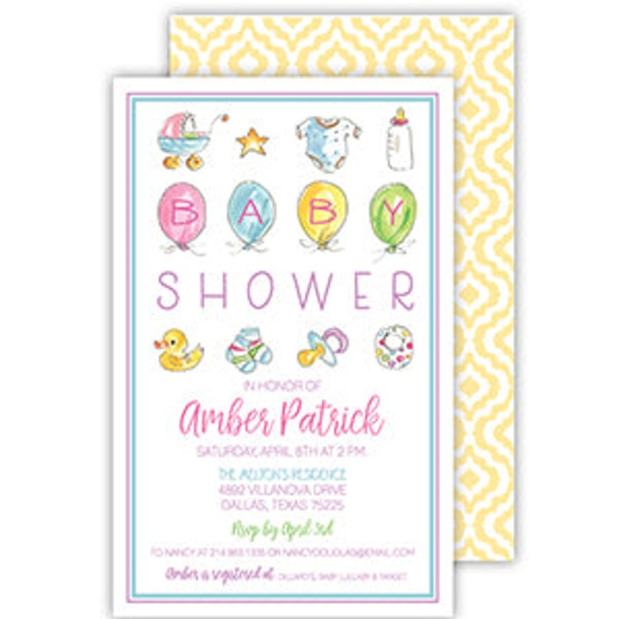 Invitations Rosanne Beck | Baby Shower Icons Large Flat Invitation