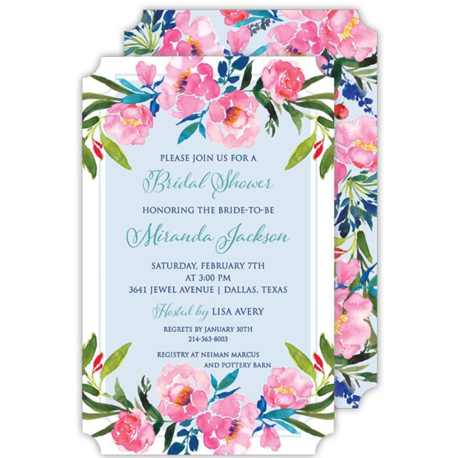 Invitations Rosanne Beck | Pink Floral Large Die-Cut Invitaion