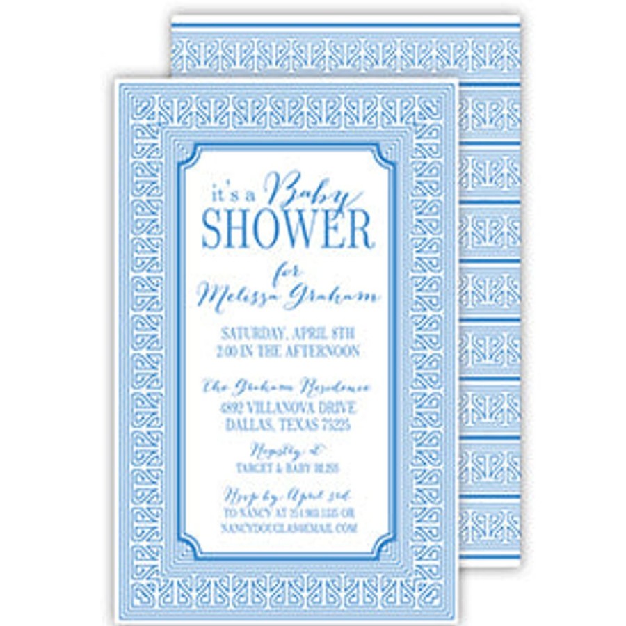 Invitations Rosanne Beck | Asian Stripe Blue Large Flat Invitation