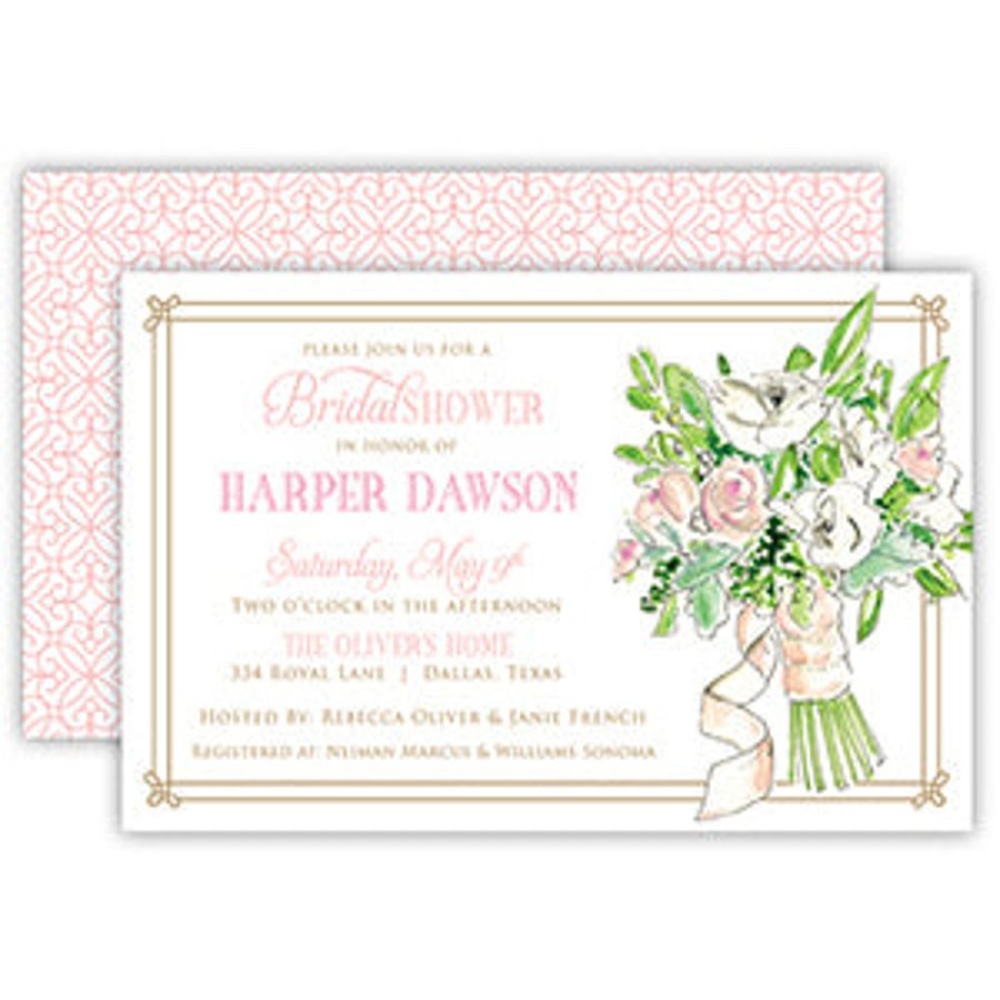 Invitations Rosanne Beck | Handpainted Bridal Bouquet Large Flat Invitation