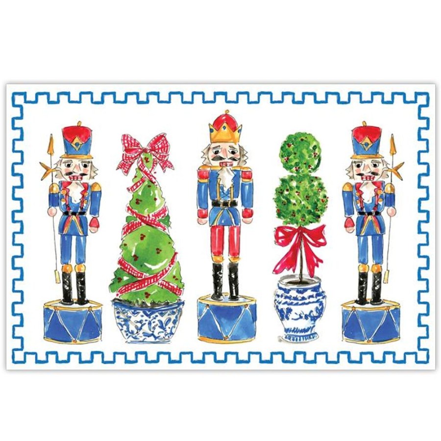 Seasonal Rosanne Beck | Handpainted Nutcrackers With Topiaries Placemat