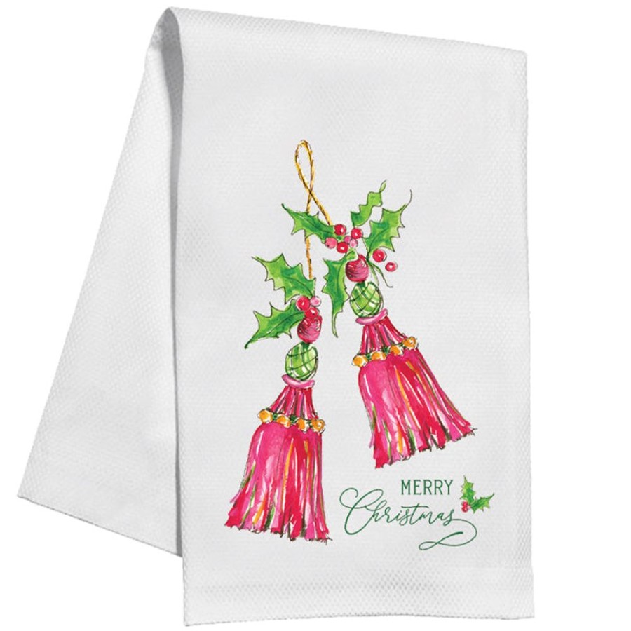 Seasonal Rosanne Beck | Merry Christmas Holiday Tassels Kitchen Towel