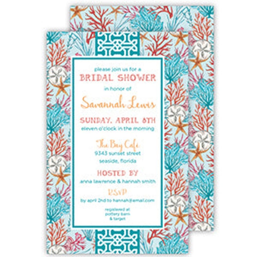 Invitations Rosanne Beck | Handpainted Shells And Corals Large Flat Invitation