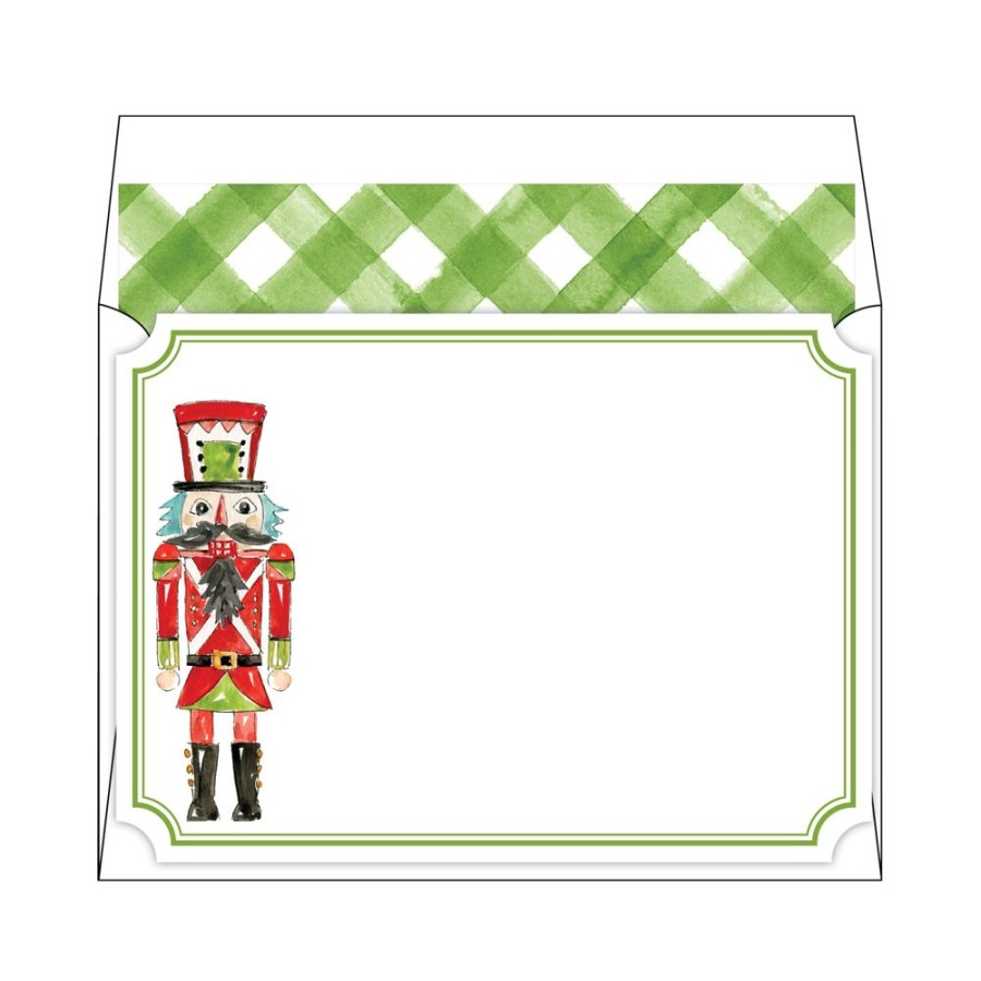 Notes & Pads Rosanne Beck | Nutcracker Green Buffalo Check Flat Note Stationery