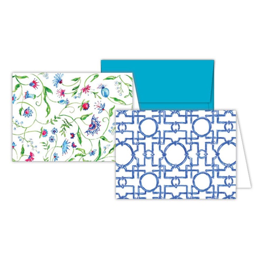 Notes & Pads Rosanne Beck | Asian Trellis - Blue Floral Stationery Notes