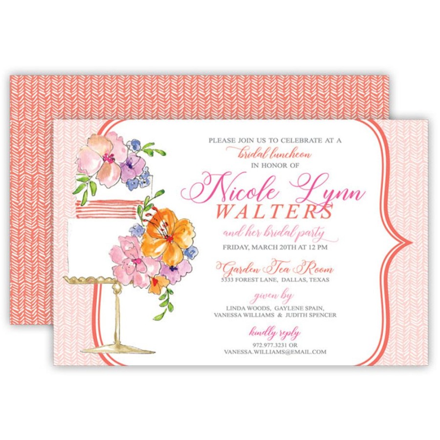 Invitations Rosanne Beck | Handpainted Cake With Flowers Large Flat Invitation