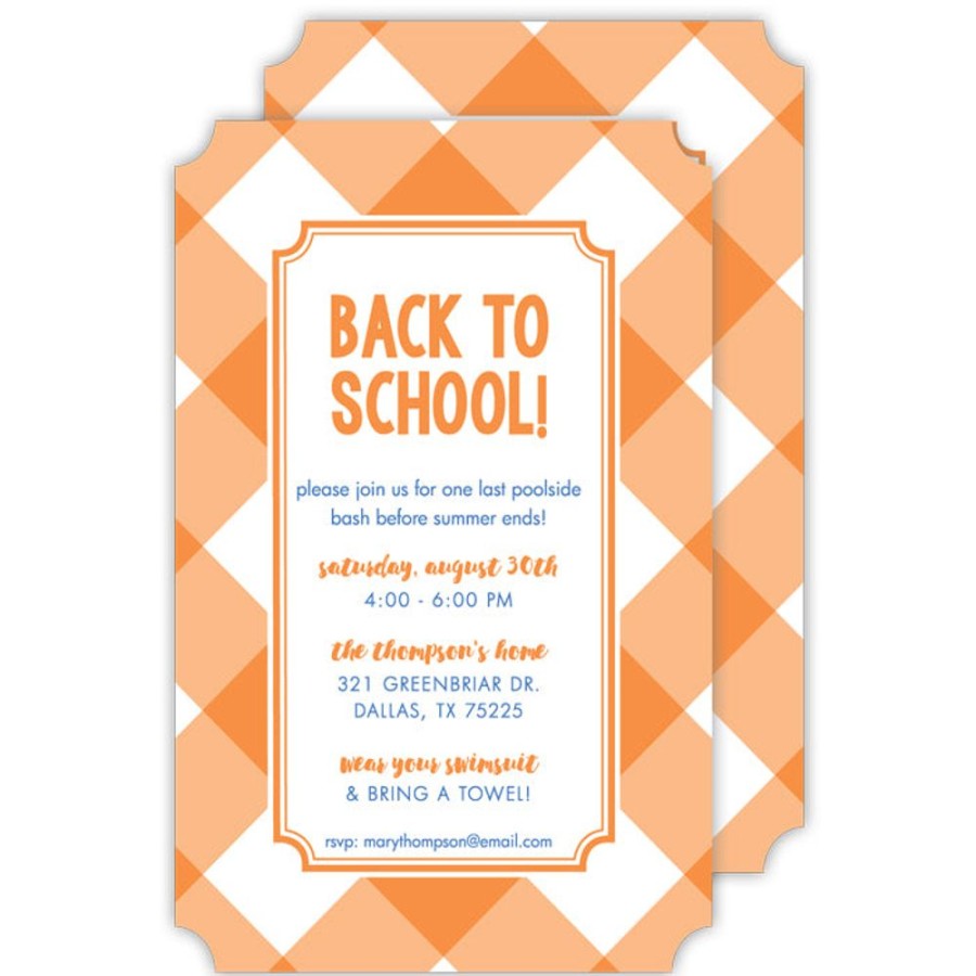 Invitations Rosanne Beck | Buffalo Check Orange Large Die-Cut Invitation