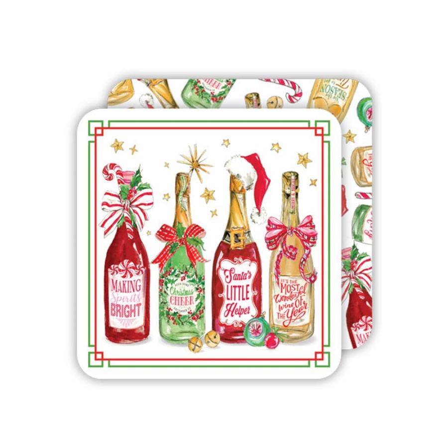 Seasonal Rosanne Beck | Christmas Wine Bottles Paper Coasters