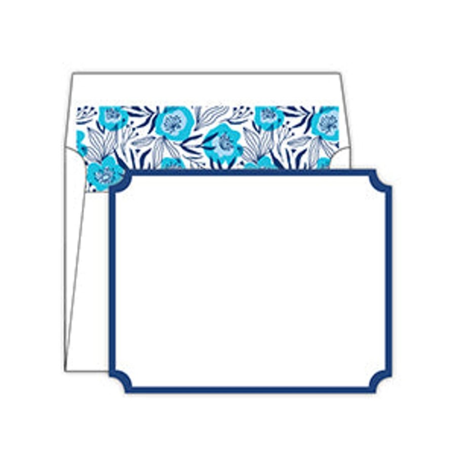 Notes & Pads Rosanne Beck | Navy With Blue And Turquoise Flower Liner Social Set