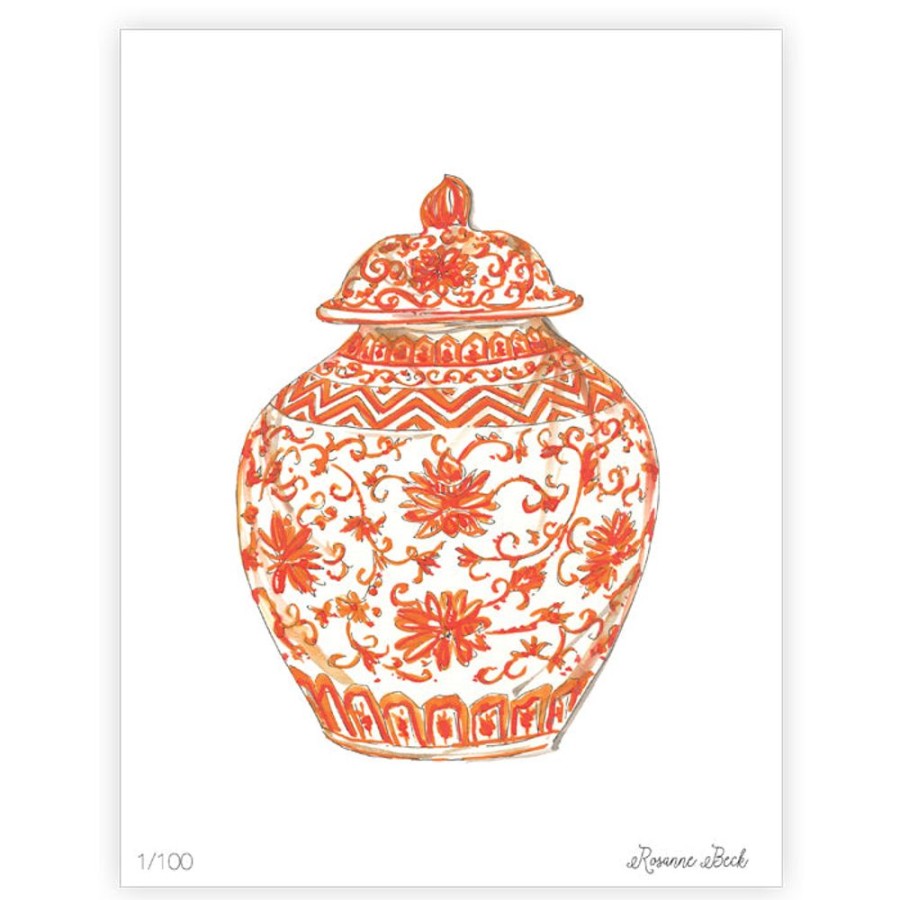 Home & Entertaining Rosanne Beck | Orange Urn Watercolor Art Print