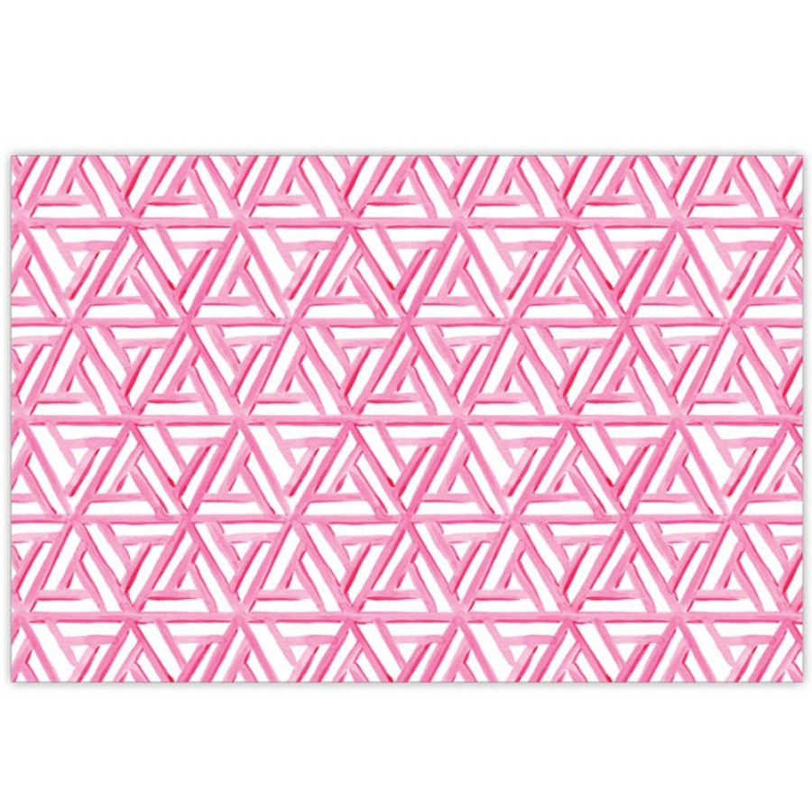 Home & Entertaining Rosanne Beck | Handpainted Lattice Pink Placemats