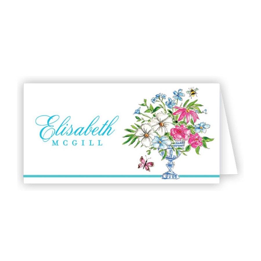 Home & Entertaining Rosanne Beck | Turquoise Floral Arrangement Place Card