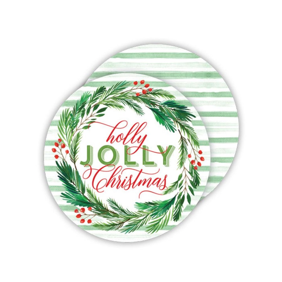 Invitations Rosanne Beck | Holly Jolly Christmas Paper Coasters