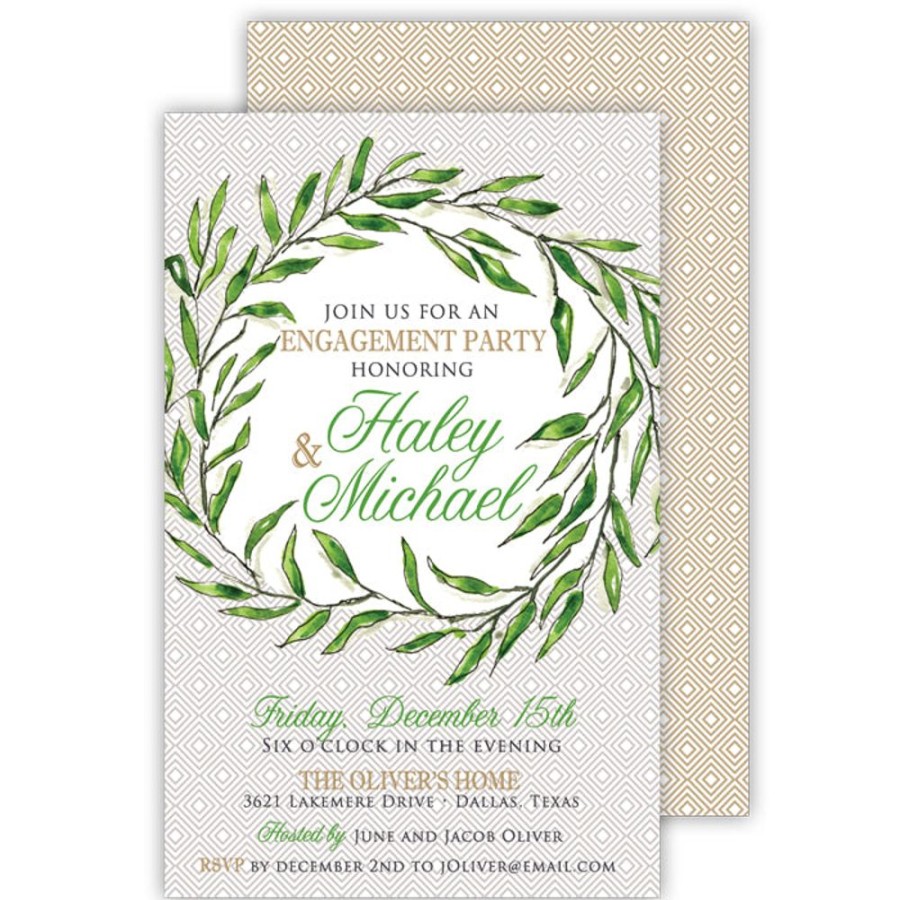 Seasonal Rosanne Beck | Large Green Wreath Large Flat Invitation