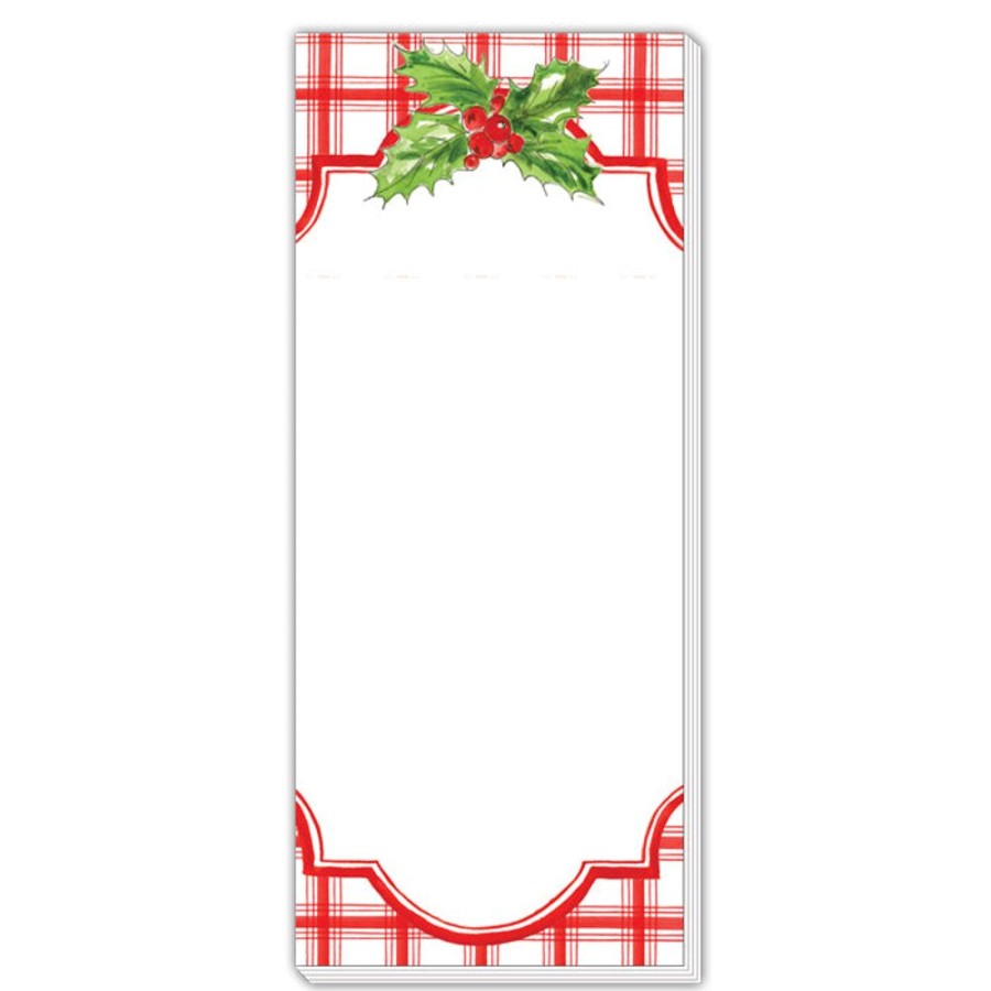 Seasonal Rosanne Beck | Holiday Berry With Red Plaid Skinny Notepad