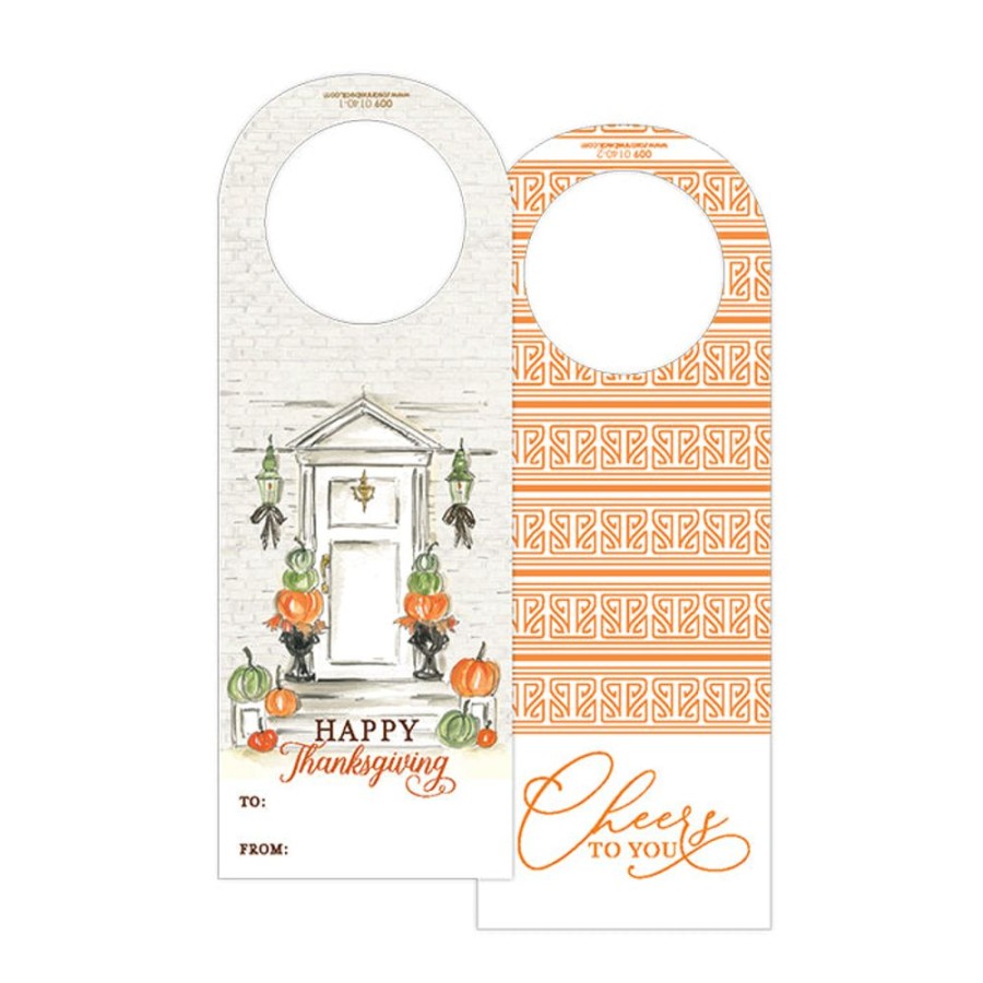 Invitations Rosanne Beck | Happy Thanksgiving Front Door Wine Tag