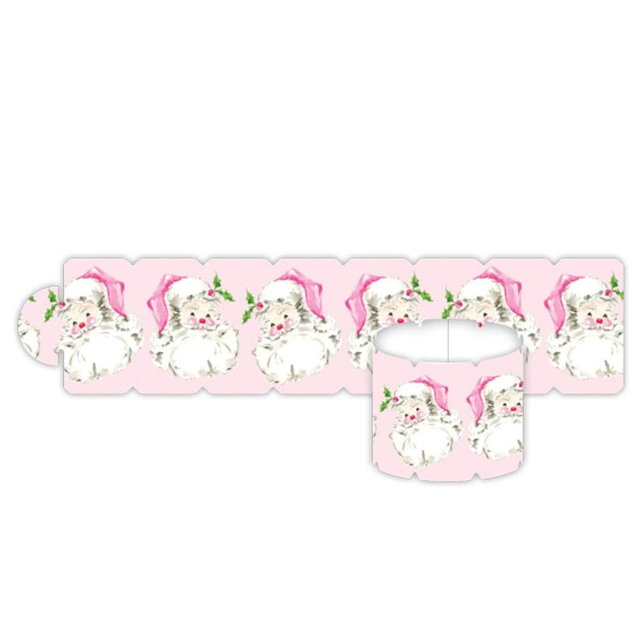 Home & Entertaining Rosanne Beck | Pink Santa Pattern Napkin Ring