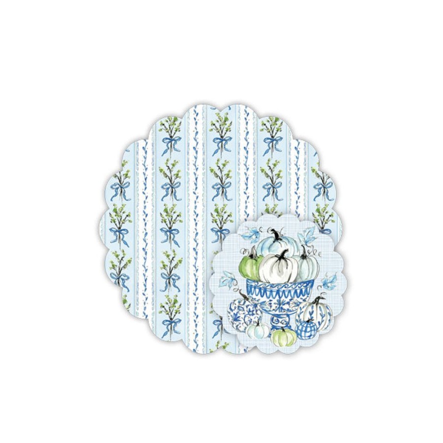 Home & Entertaining Rosanne Beck | Blue Chinoiserie Pumpkins Doily Set