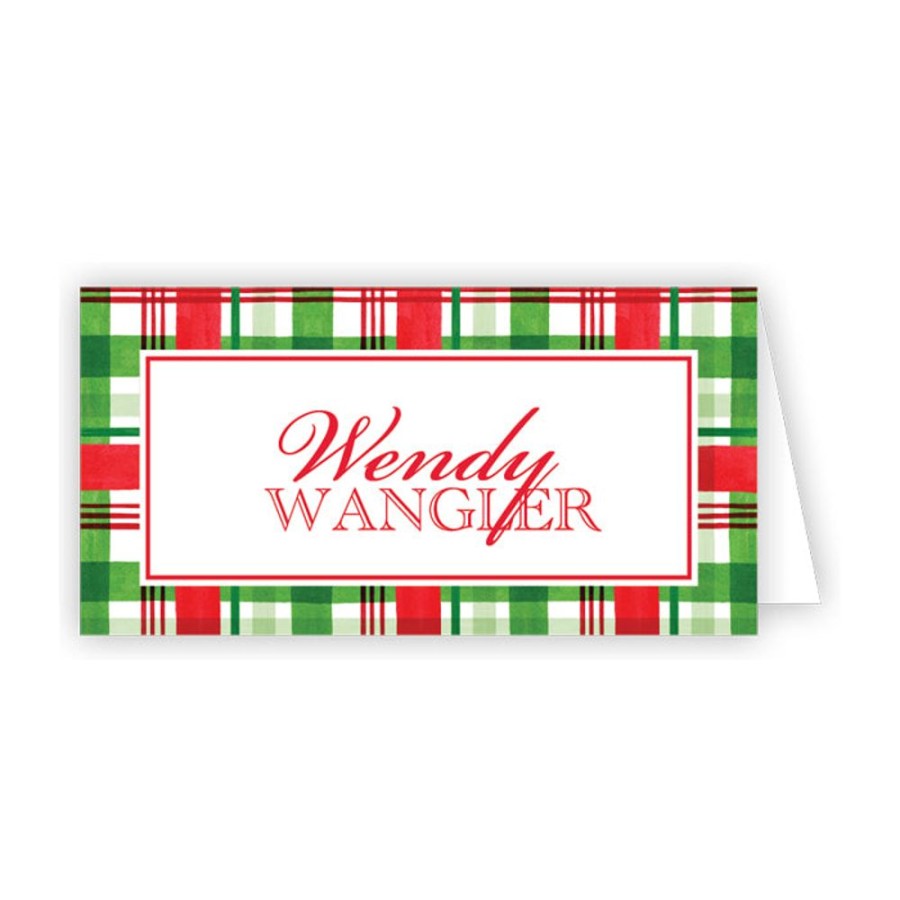 Home & Entertaining Rosanne Beck | Holiday Green And Red Plaid Place Card