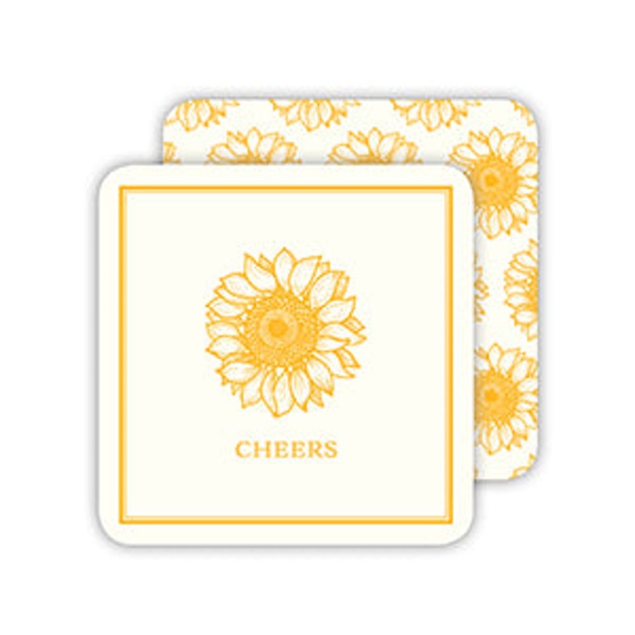 Home & Entertaining Rosanne Beck | Yellow Sunflower Cheers Modern Vintage Paper Coasters