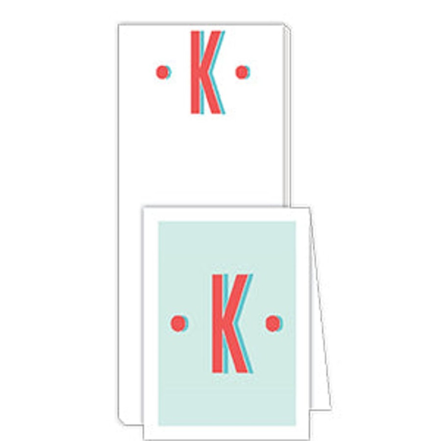 Monograms Rosanne Beck | Color Block Monogram K Notepad Note Set