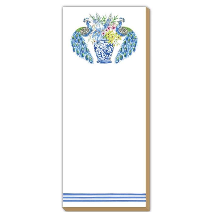 Notes & Pads Rosanne Beck | Peacock Floral Vase Luxe Skinny Pad