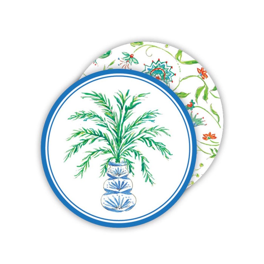 Home & Entertaining Rosanne Beck | Potted Palm Blue Paper Coasters