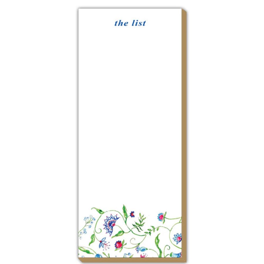 Notes & Pads Rosanne Beck | Mixed Floral Blue Luxe Skinny Pad