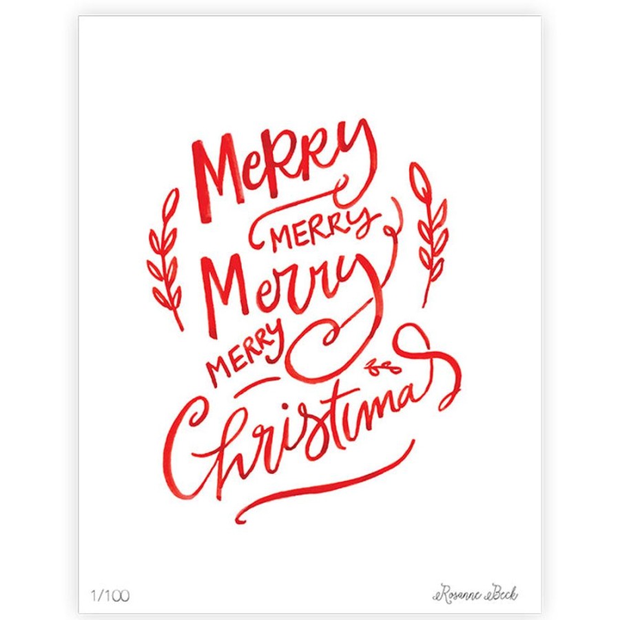 Invitations Rosanne Beck | Merry Merry Merry Christmas Art Print