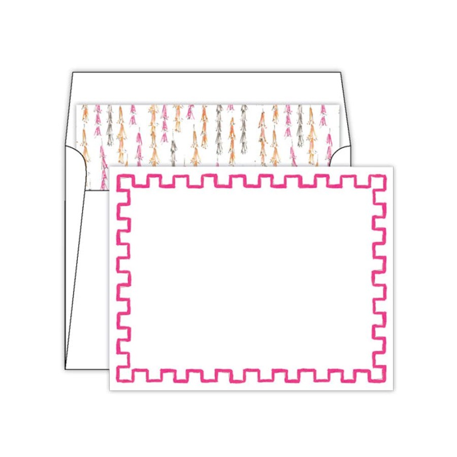 Notes & Pads Rosanne Beck | Handpainted Hot Pink Block Border Social Set