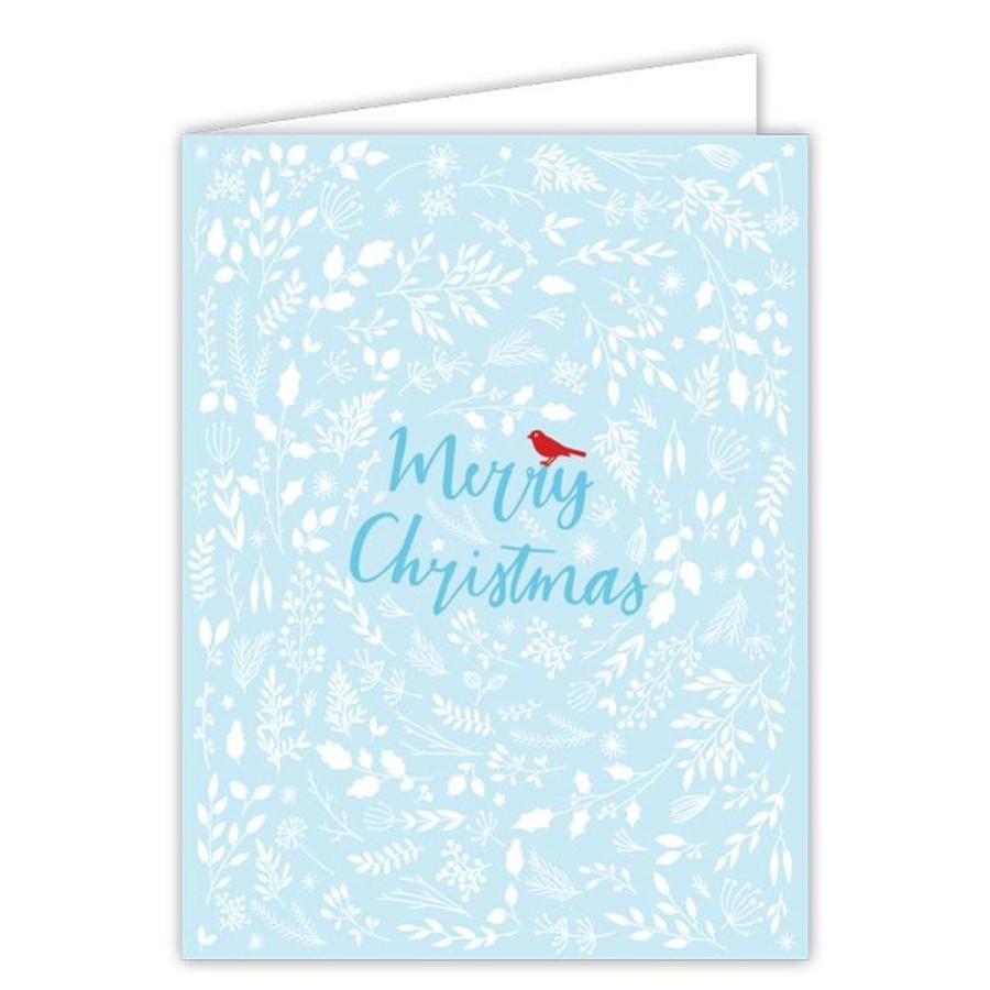 Invitations Rosanne Beck | Merry Christmas White Pattern Greenery Greeting Card