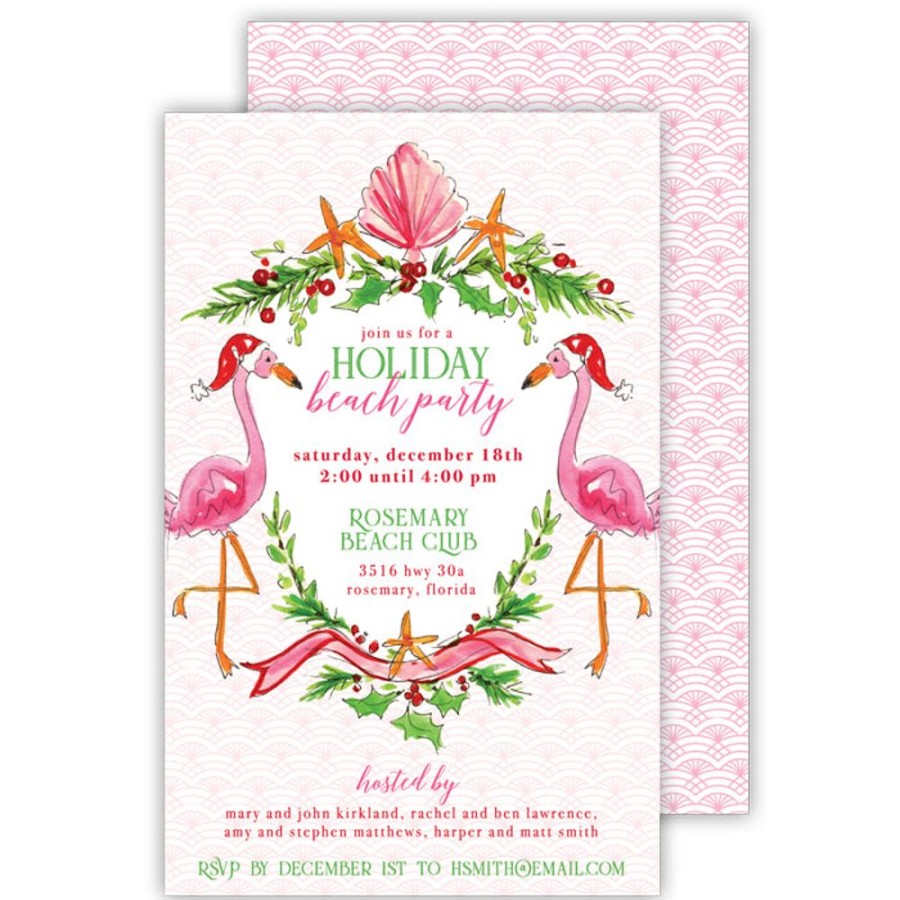 Seasonal Rosanne Beck | Flamingo Crest Large Flat Invitation