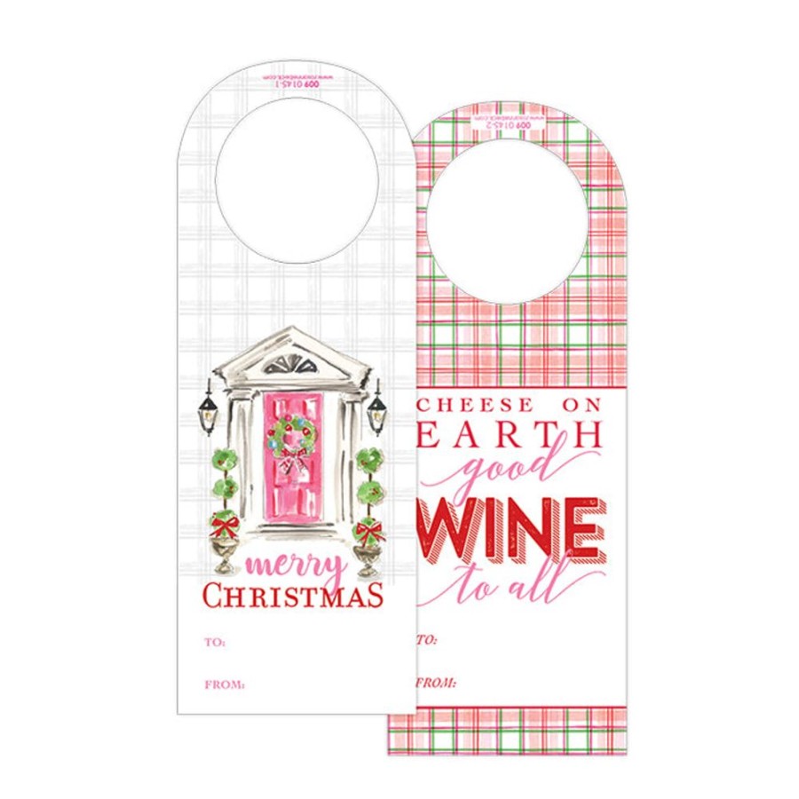 Invitations Rosanne Beck | Merry Christmas Front Door Wine Tag