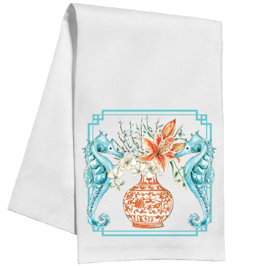 Home & Entertaining Rosanne Beck | Handpainted Sea Horses Kitchen Towel