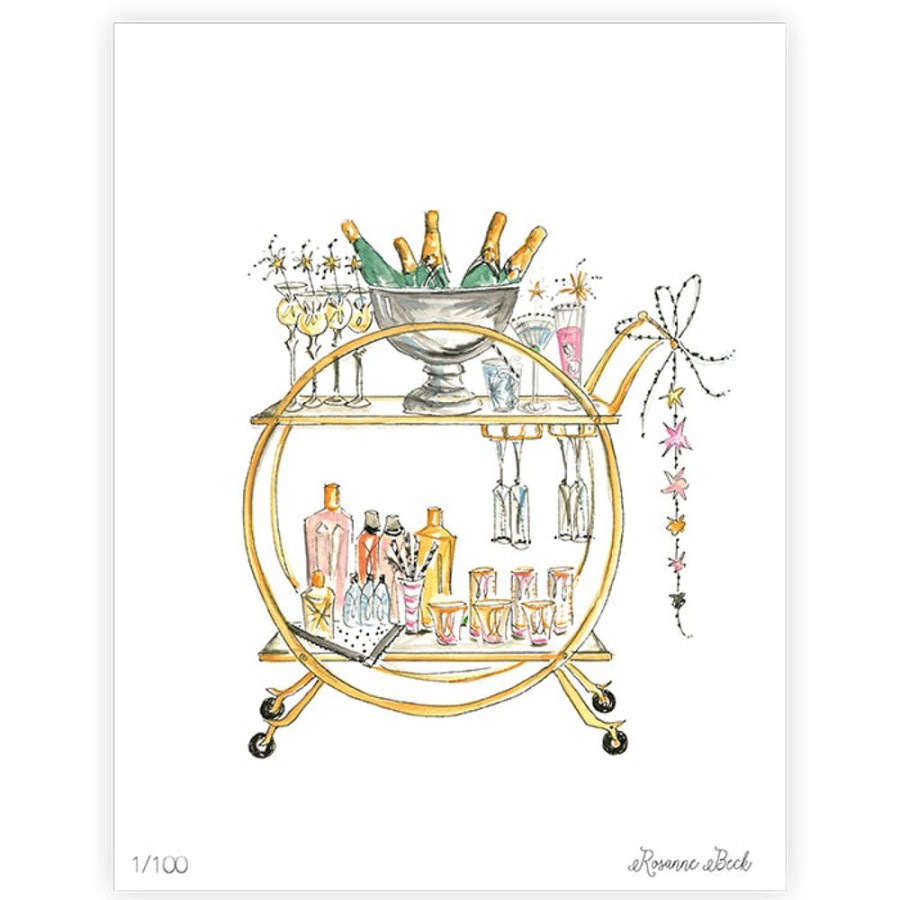 Invitations Rosanne Beck | Handpainted Bar Cart Celebrate Art Print