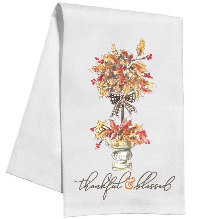 Home & Entertaining Rosanne Beck | Thankful & Blessed Fall Topiary Kitchen Towel