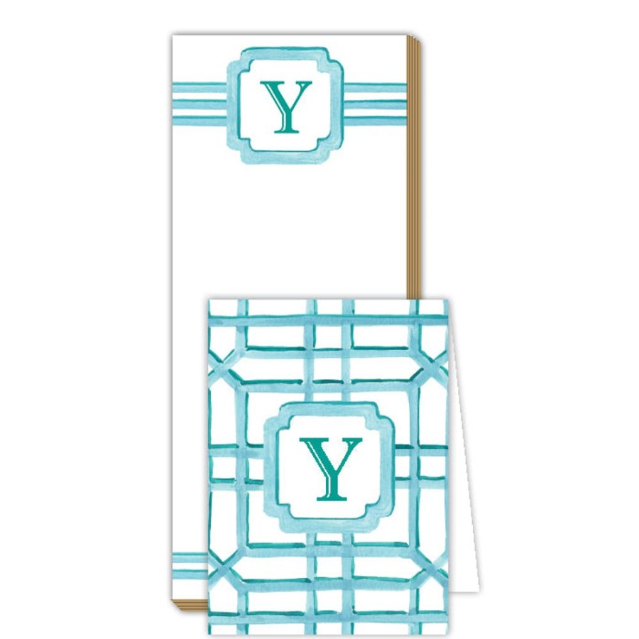 Monograms Rosanne Beck | Lattice Monogram Y Notepad Note Set