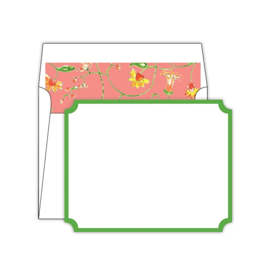 Notes & Pads Rosanne Beck | Floral Print On Coral Die-Cut Social Set