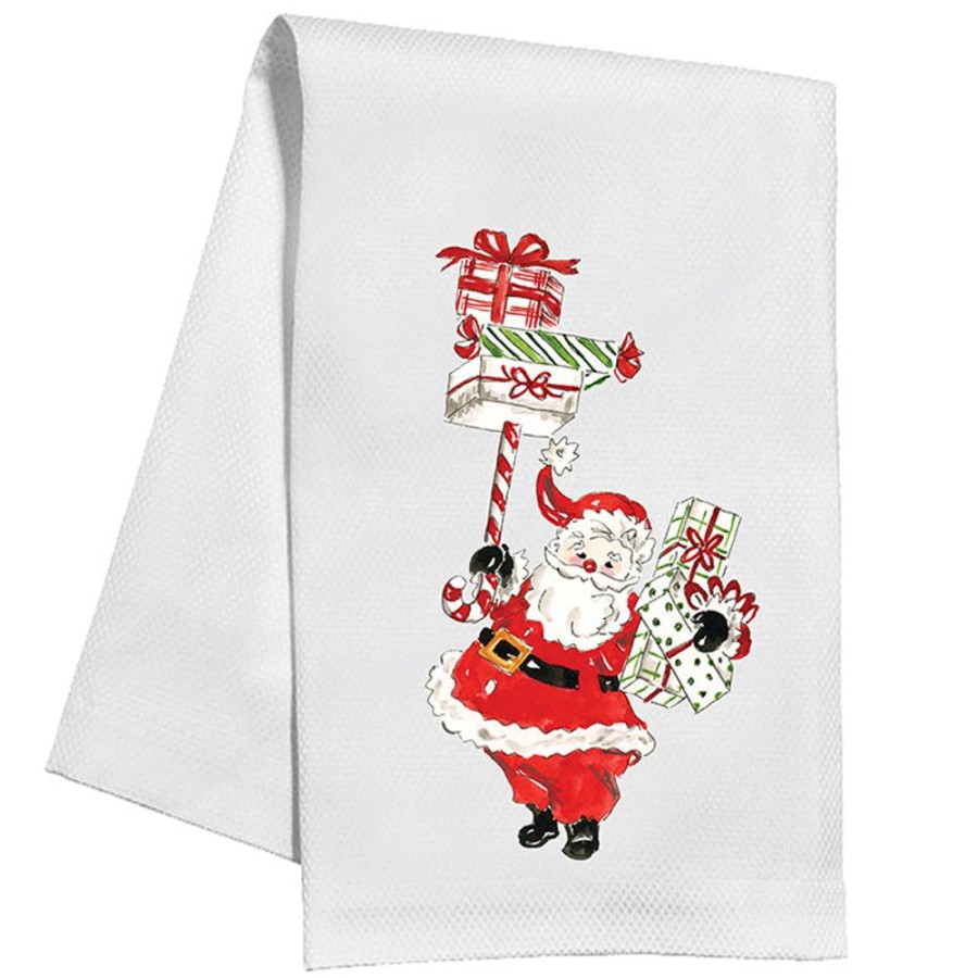 Seasonal Rosanne Beck | Holiday Santa With Presents Kitchen Towel