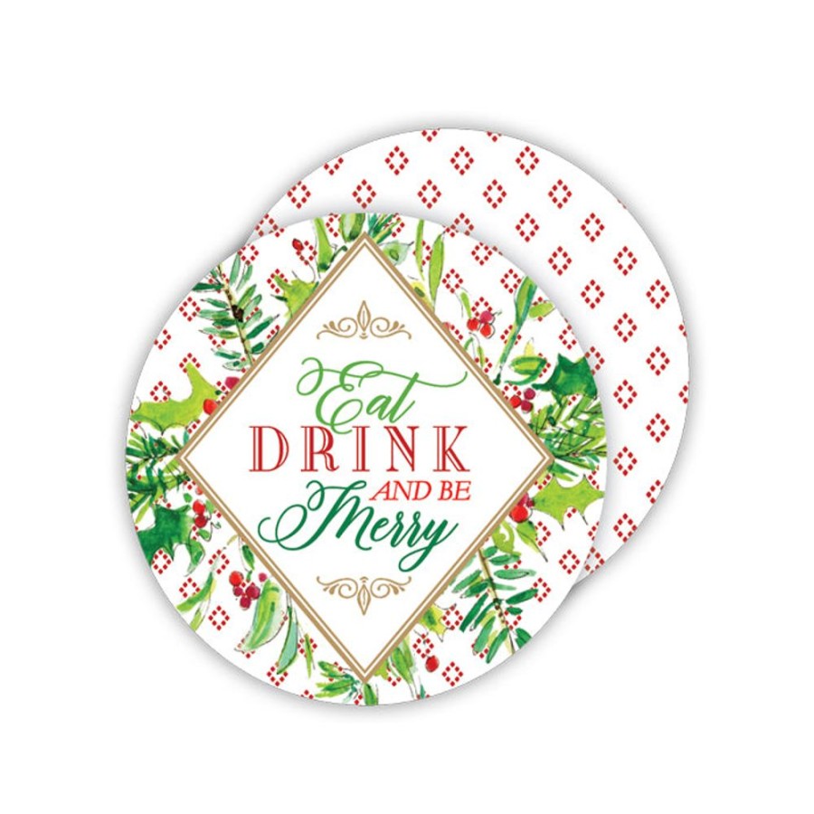 Seasonal Rosanne Beck | Eat Drink Merry Paper Coasters