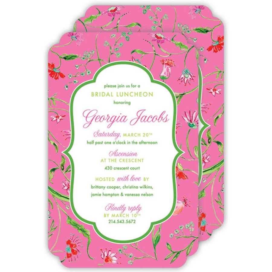 Invitations Rosanne Beck | Floral Print On Pink Large Die-Cut Invitation