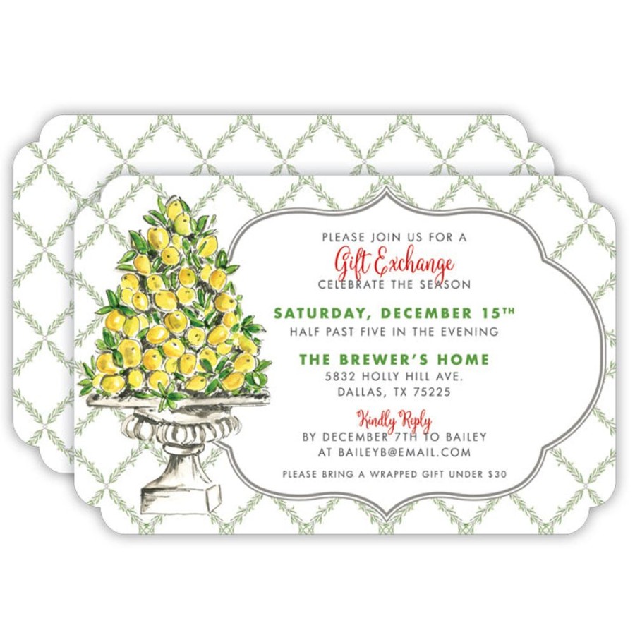 Seasonal Rosanne Beck | Lemon Topiary With Trellis Large Die-Cut Invitation