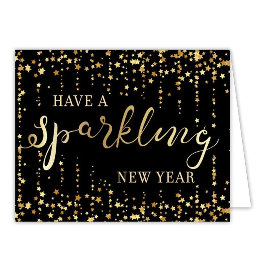 Invitations Rosanne Beck | Have A Sparkling New Year Gold Stars Small Folded Greeting Card