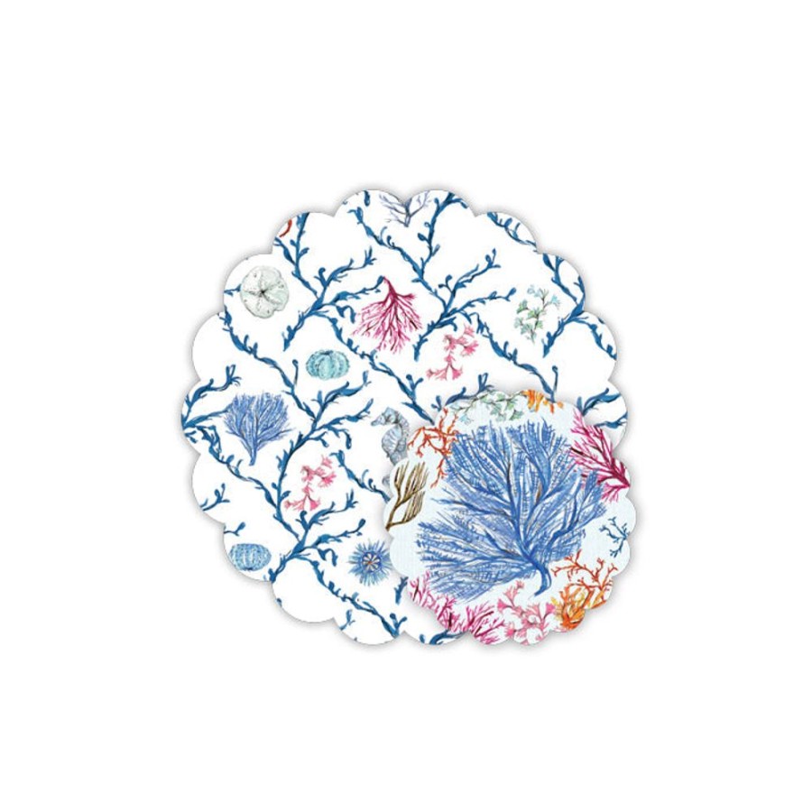 Home & Entertaining Rosanne Beck | Coastal Blue Coral Trellis & Blue Coral Doily Set