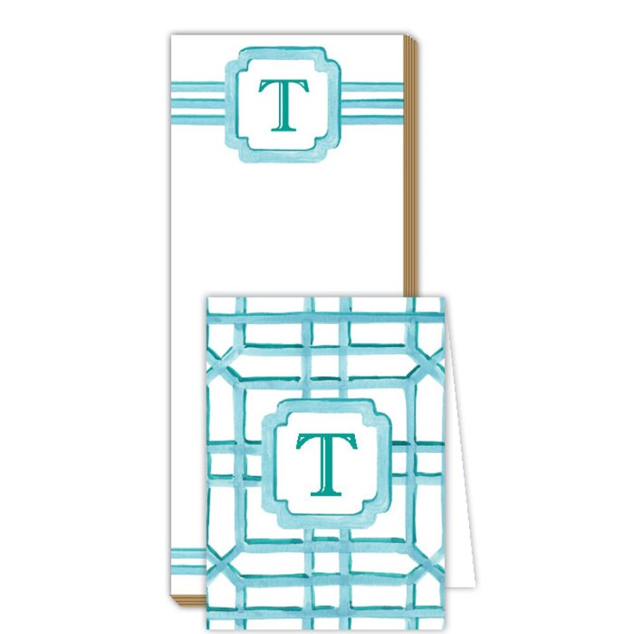 Monograms Rosanne Beck | Lattice Monogram T Notepad Note Set